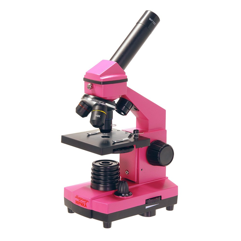 Микроскоп школьный Эврика 40х-400х в кейсе, фуксия