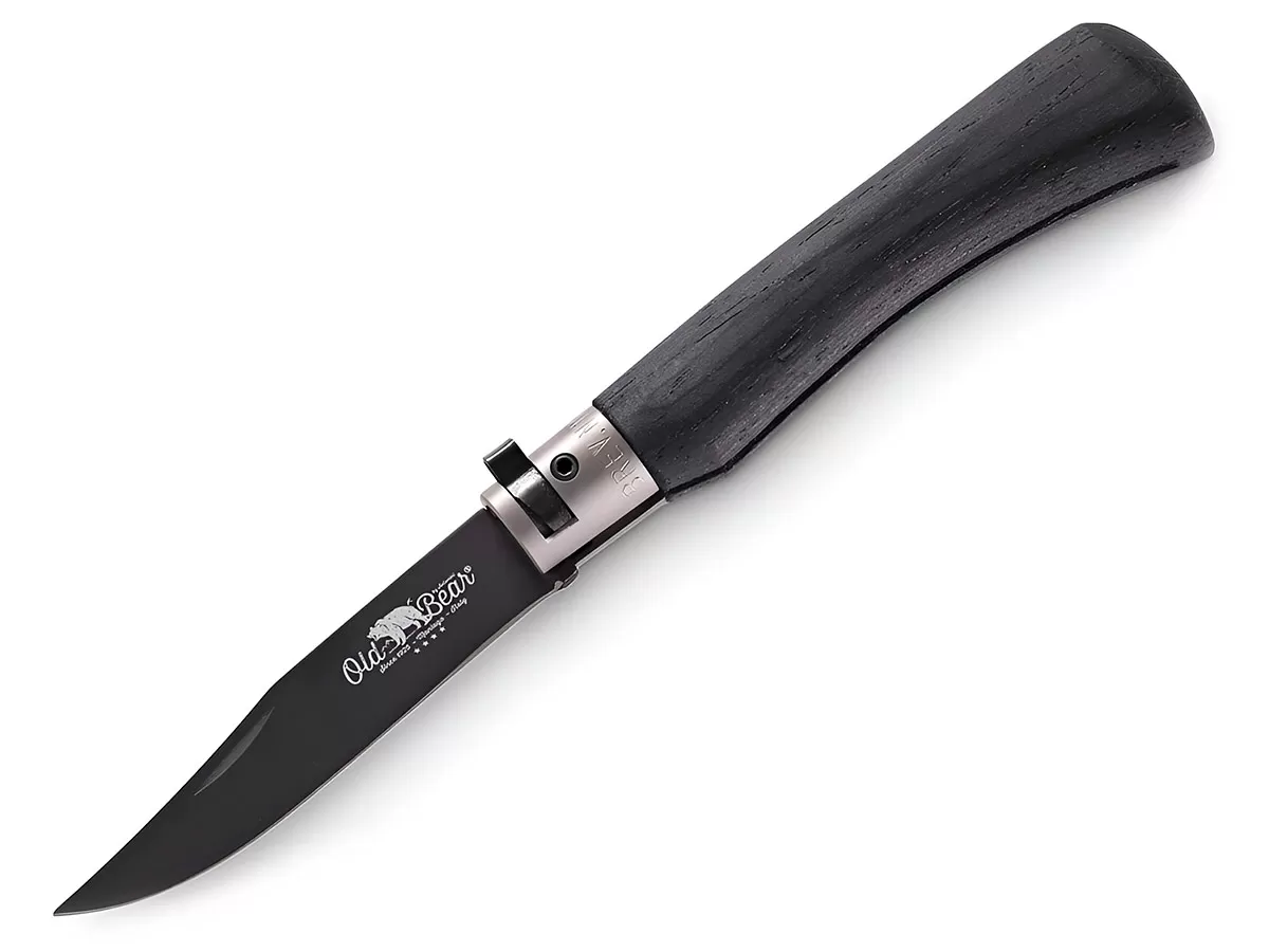 Нож складной Old Bear Total Black L, сталь 1.4060, PTFE, черный ламинат