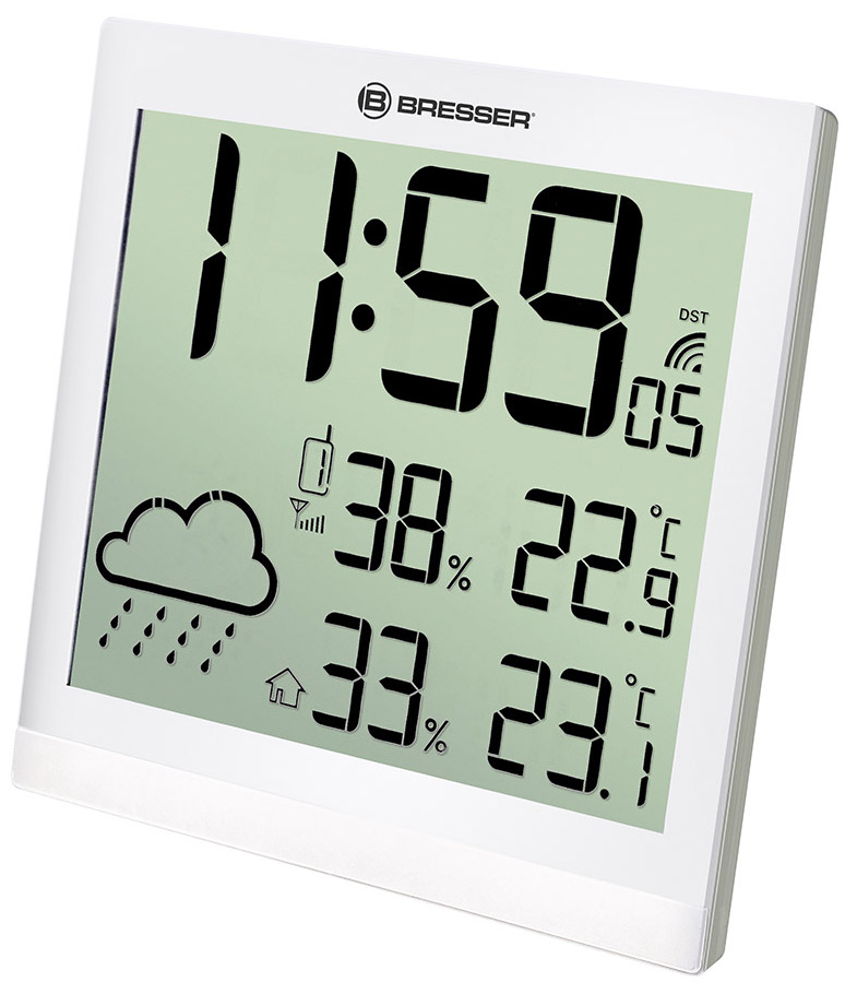 Метеостанция (настенные часы) Bresser TemeoTrend JC LCD с радиоуправлением, белая