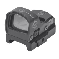 коллиматор Sightmark Mini Shot M-Spec FMS панорамный на Weaver/Picatinny, + высокий кронштейн, + монтаж на пистолетную раму, точка 3МОА, красный 10 уровней яркости, батарейка CR1632, до 3,5 лет, алюминий, 85г