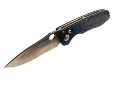 Нож Sanrenmu серии Tactical, лезвие 81,5 мм, рукоять микарта синяя, крепление на ремень