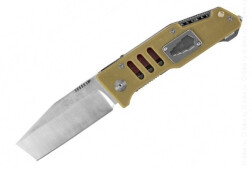 Нож Sanrenmu, лезвие 86 мм, рукоять бежевая, с отверткой и открывашкой, крепление на ремень