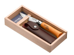 Нож Opinel Tradition N°08 Carbon + чехол, деревянная коробка, 000815