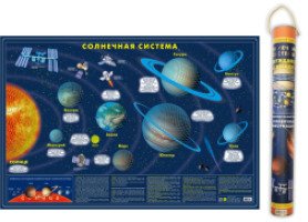 Карта Солнечной системы, светящаяся в темноте, настенная, в подарочном тубусе