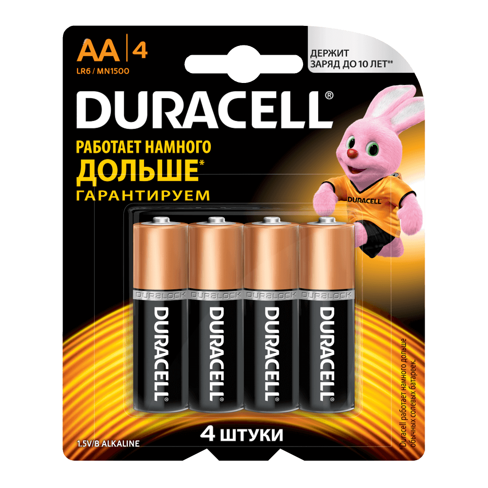 Щелочные батарейки Duracell Basic AA, 4УП, 4 шт